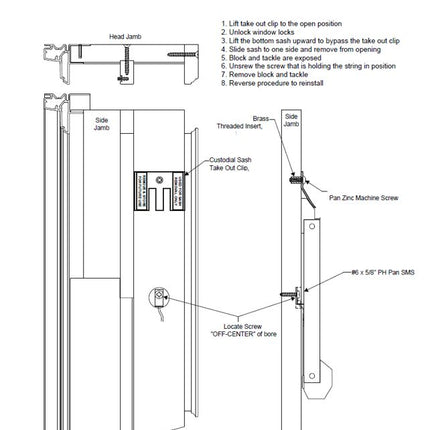 341 Hurd Monument Custodial Sash Take Out Clip & Fasteners Kit - Single and Double Hung Windows