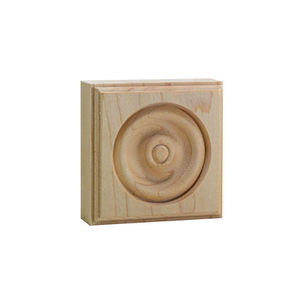EWAP30 Rosette Casing Corner Block 1 inch x 3 inch Square Maple Wood