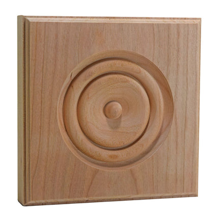 EWAP90 Rosette Casing Corner Block 1 inch x 5-1/2 inch Square Cherry Wood