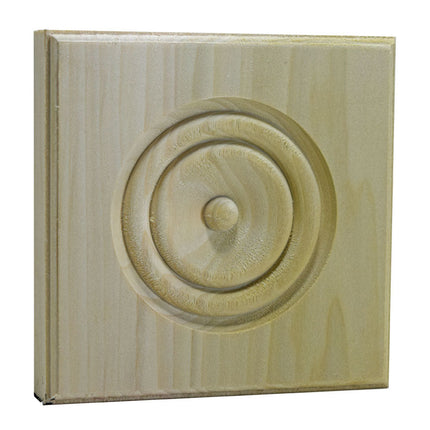 EWAP90 Rosette Casing Corner Block 1 inch x 5-1/2 inch Square Poplar Wood