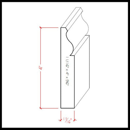 EWBB11 Colonial 4 inch Baseboard Moulding