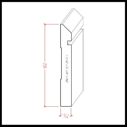 EWBB20 Beveled Grooved 5-1/4 inch Tall Baseboard Moulding