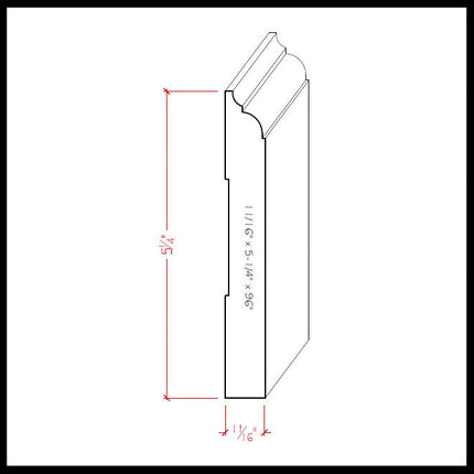 EWBB23 Nose and Cove 5-1/4 inch Tall Baseboard Moulding