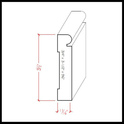 EWBB25 Beaded 3-1/2 inch Baseboard Moulding