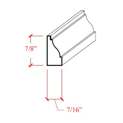 EWBS13 Baseboard Shoe 7/8" Tall x 7/16" Colonial Trim. Unfinished