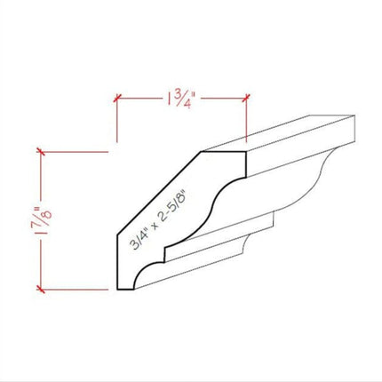 EWCR11 Crown 3/4" x 2-5/8" Unfinished 1-7/8" High x 1-3/4" Deep