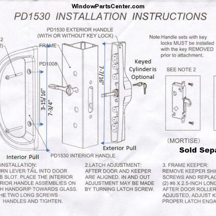 C1024 - Pd1530 Vinyl Patio Door Handle Set