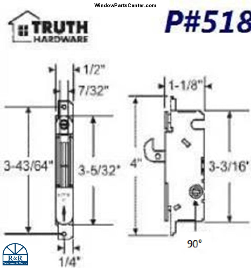 518 Surface Mount Single Point Mortise Lock Randr Windows And Doors 6680